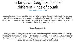 5 kinds of cough syrups for different kinds of cough