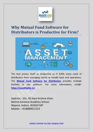 why mutual fund software for distributors