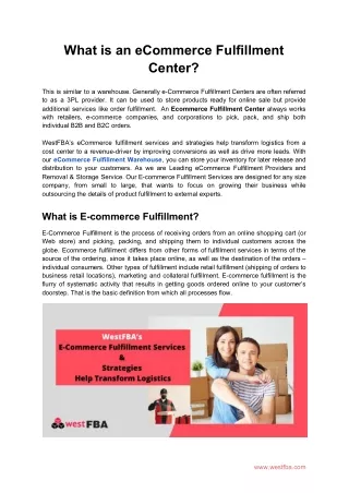 what is an ecommerce fulfillment center