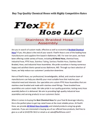 buy top quality chemical hoses with highly