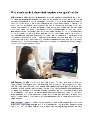 web developer in lahore that requires very