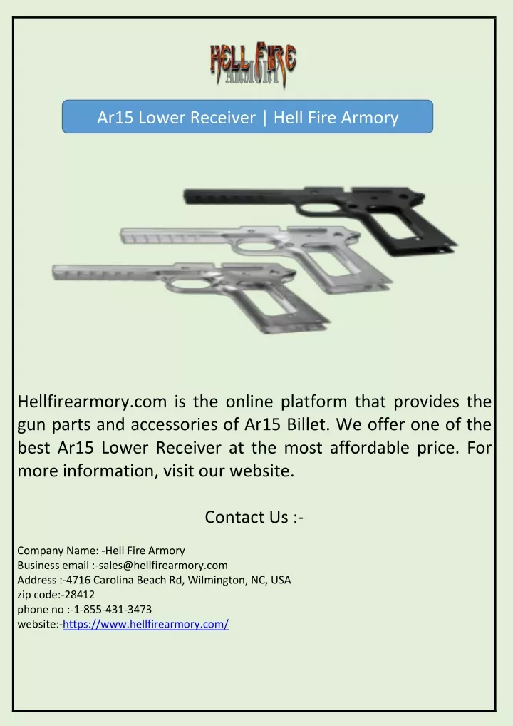 ar15 lower receiver hell fire armory