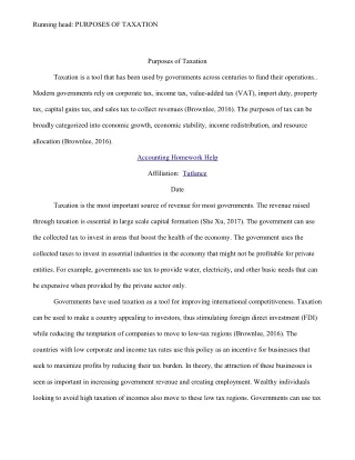 running head purposes of taxation