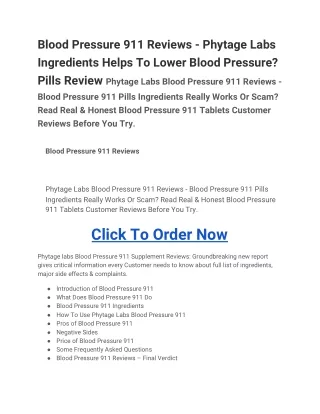 blood pressure 911 reviews phytage labs