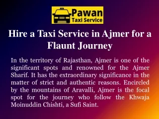 Hire a Taxi Service in Ajmer for a Flaunt Journey