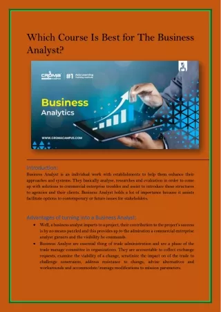 which course is best for the business analyst