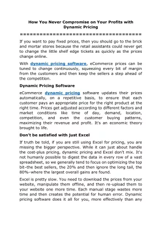 how you never compromise on your profits with