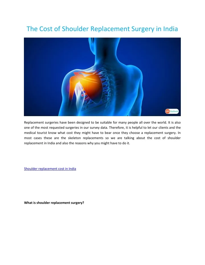 the cost of shoulder replacement surgery in india