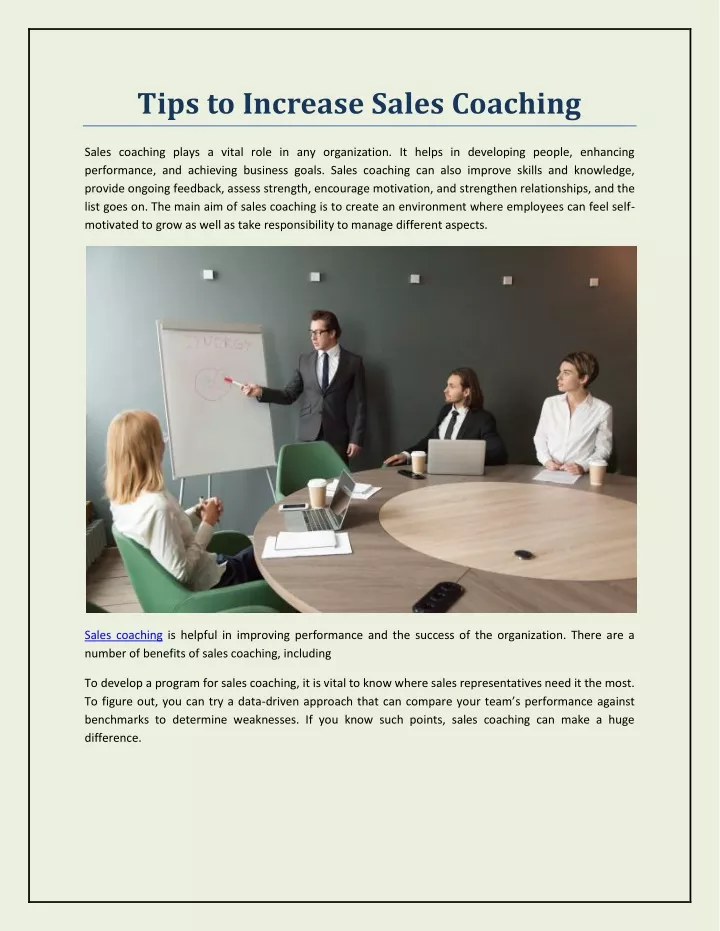 tips to increase sales coaching