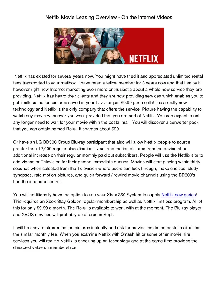 netflix movie leasing overview on the internet