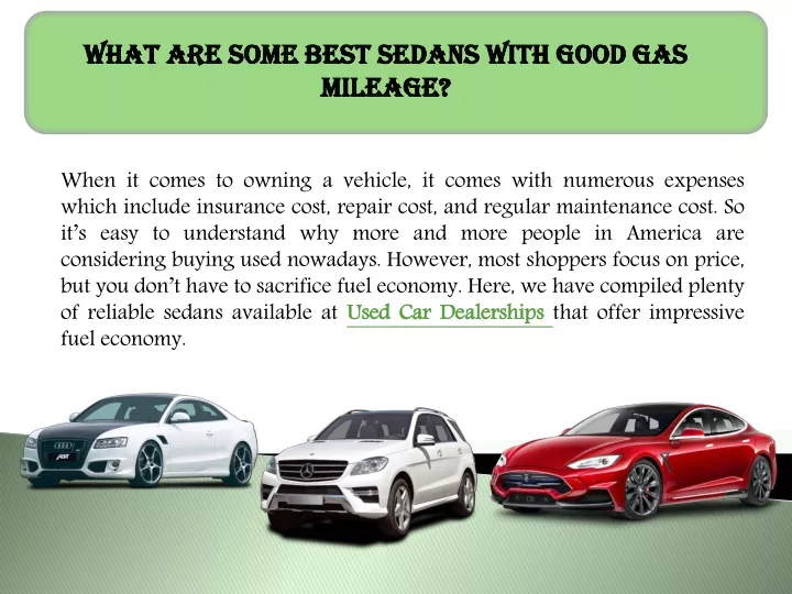 what are some best sedans with good gas mileage
