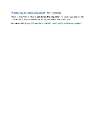 what is equity fundraising script ais technolabs