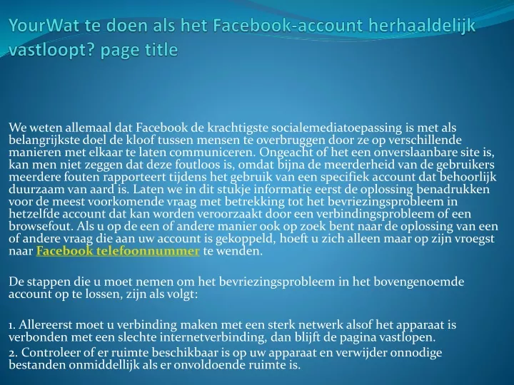 yourwat te doen als het facebook account herhaaldelijk vastloopt page title