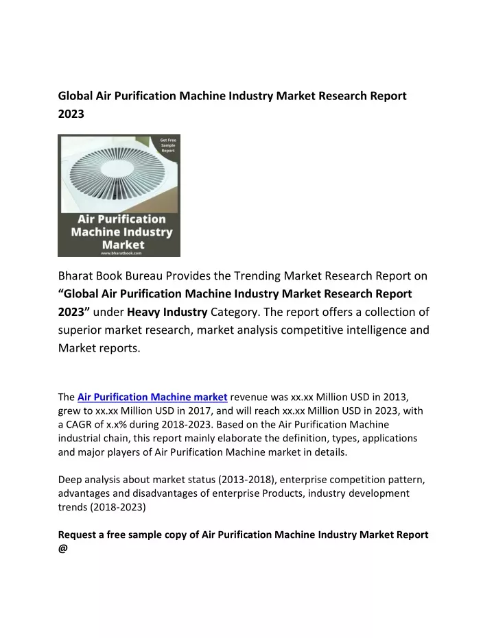 global air purification machine industry market