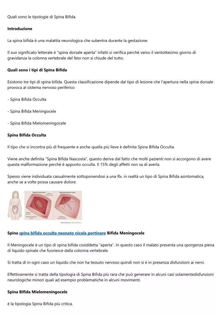 quali sono le tipologie di spina bifida