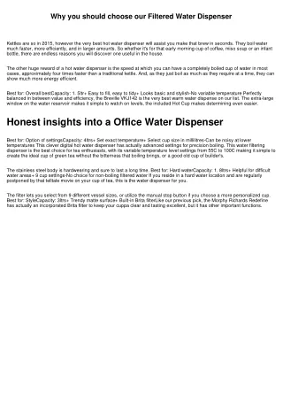 why you should choose our filtered water dispenser