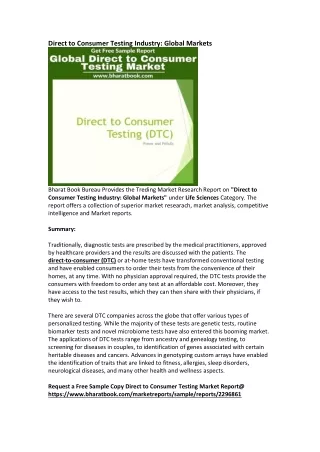 direct to consumer testing industry global markets