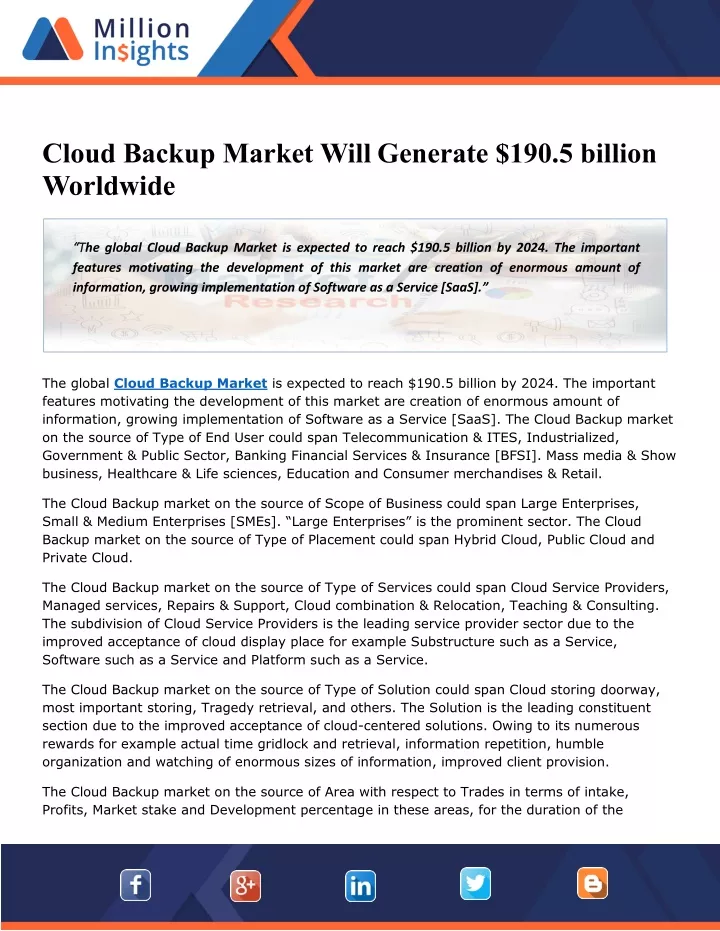 cloud backup market will generate 190 5 billion