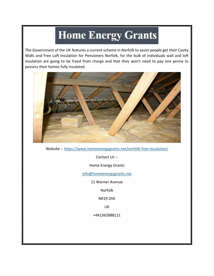 PPT Free Loft Insulation For Pensioners Norfolk Home Energy Grants