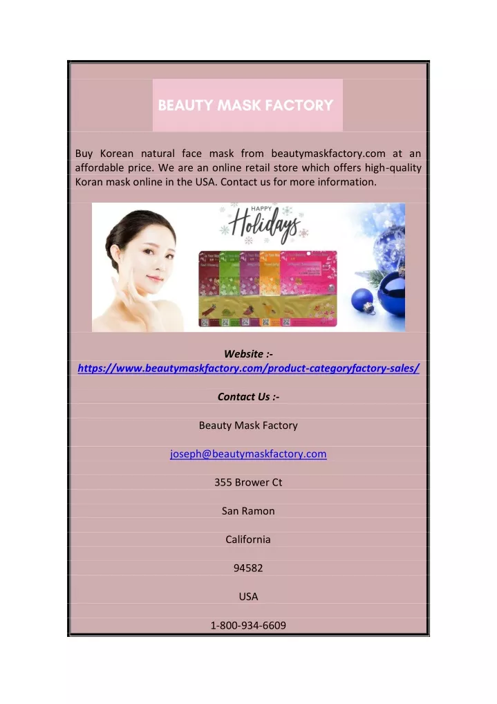 buy korean natural face mask from