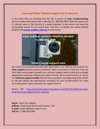 how to get wyze technical support for its cameras