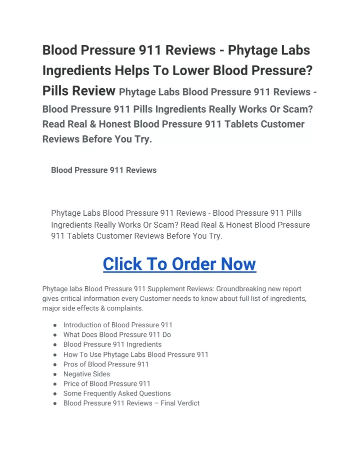 blood pressure 911 reviews phytage labs