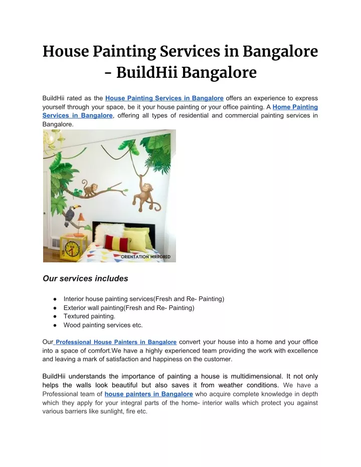 house painting services in bangalore buildhii