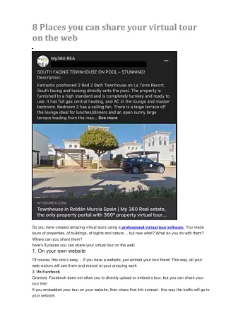 8 places you can share your virtual tour