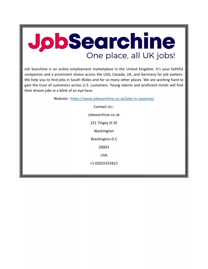 job searchine is an online employment marketplace
