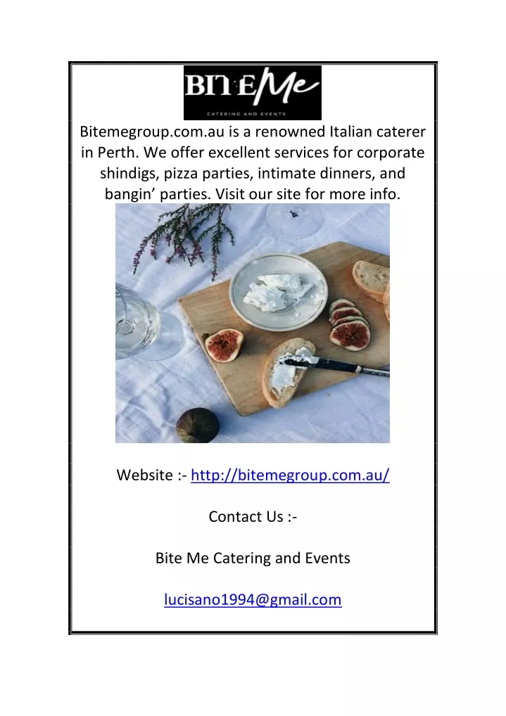 bitemegroup com au is a renowned italian caterer