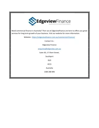 Commercial Finance in Australia | Edgeviewfinance.com.au