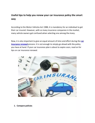 Useful tips to help you renew your car insurance policy the smart way