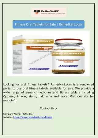 Fitness Oral Tablets for Sale | Rxmedkart.com