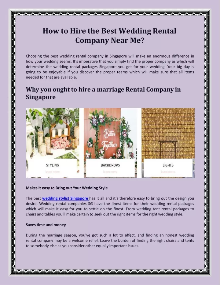 how to hire the best wedding rental company near me