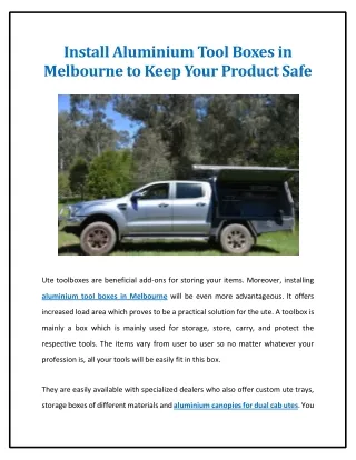 install aluminium tool boxes in melbourne to keep
