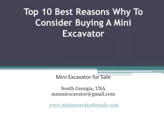 Top 10 Best Reasons Why To Consider Buying A Mini Excavator