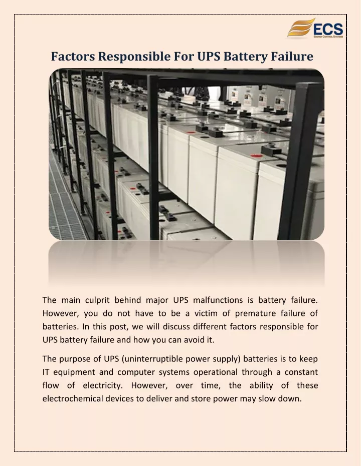 factors responsible for ups battery failure