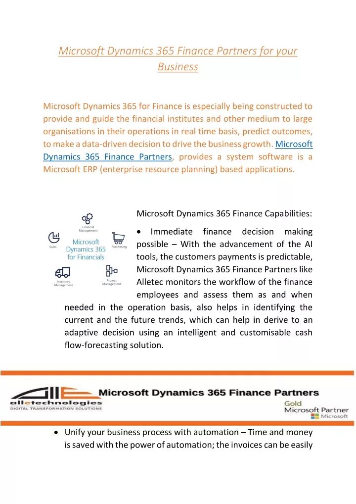 microsoft dynamics 365 finance partners for your