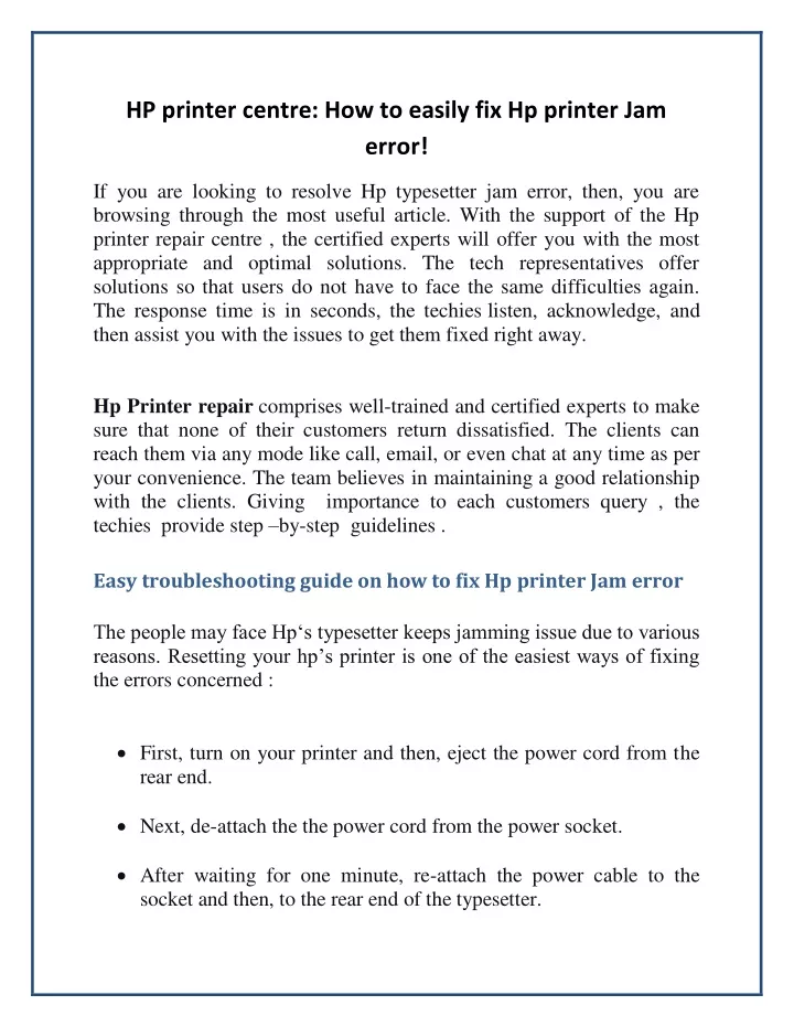 hp printer centre how to easily fix hp printer