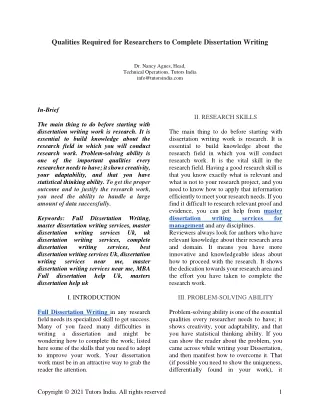 qualities required for researchers to complete