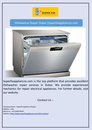 Dishwasher Repair Dubai |Superfixappliances.com
