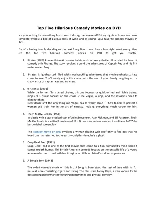 Top Five Hilarious Comedy Movies on DVD