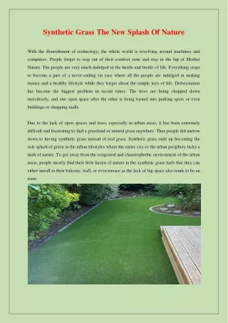 synthetic grass the new splash of nature