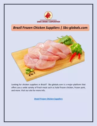 Brazil Frozen Chicken Suppliers | Sbc-globals.com