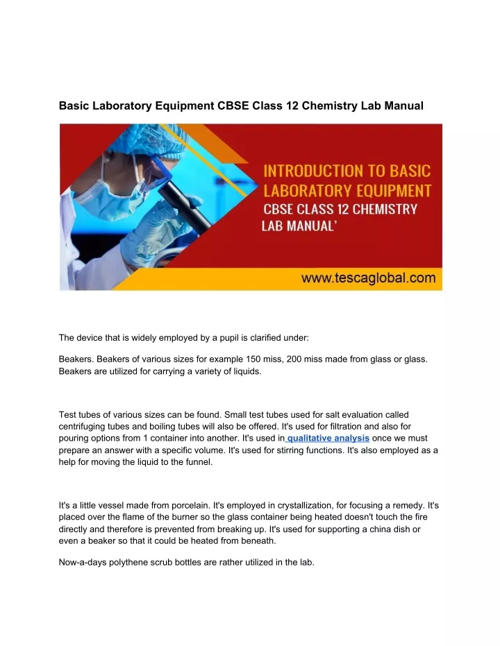 basic laboratory equipment cbse class