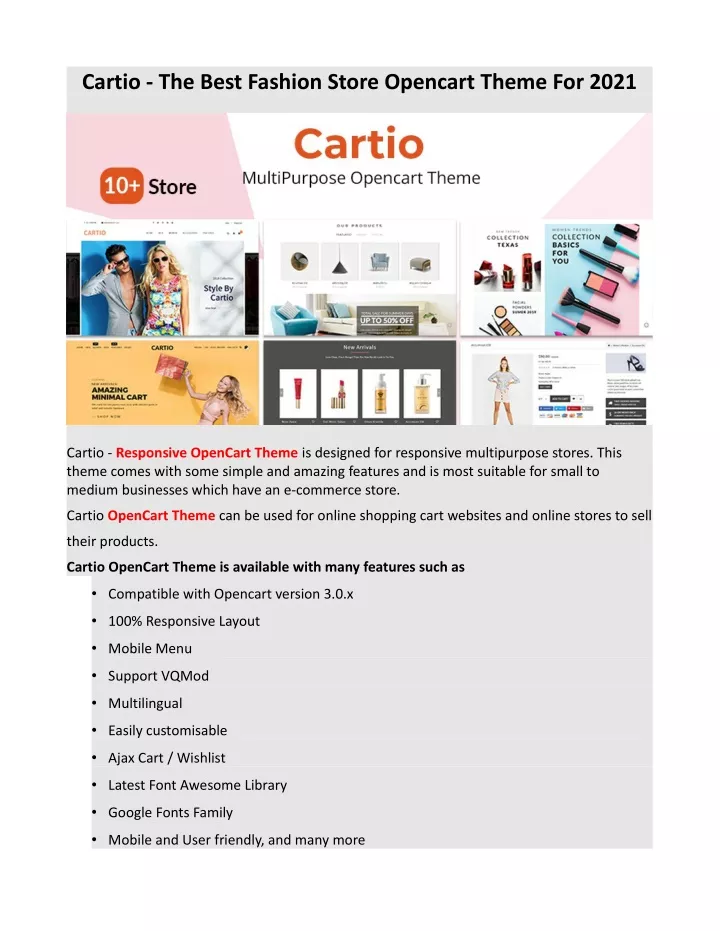 cartio the best fashion store opencart theme