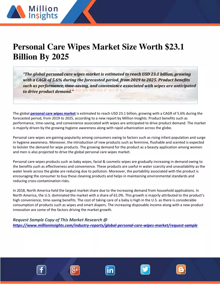personal care wipes market size worth