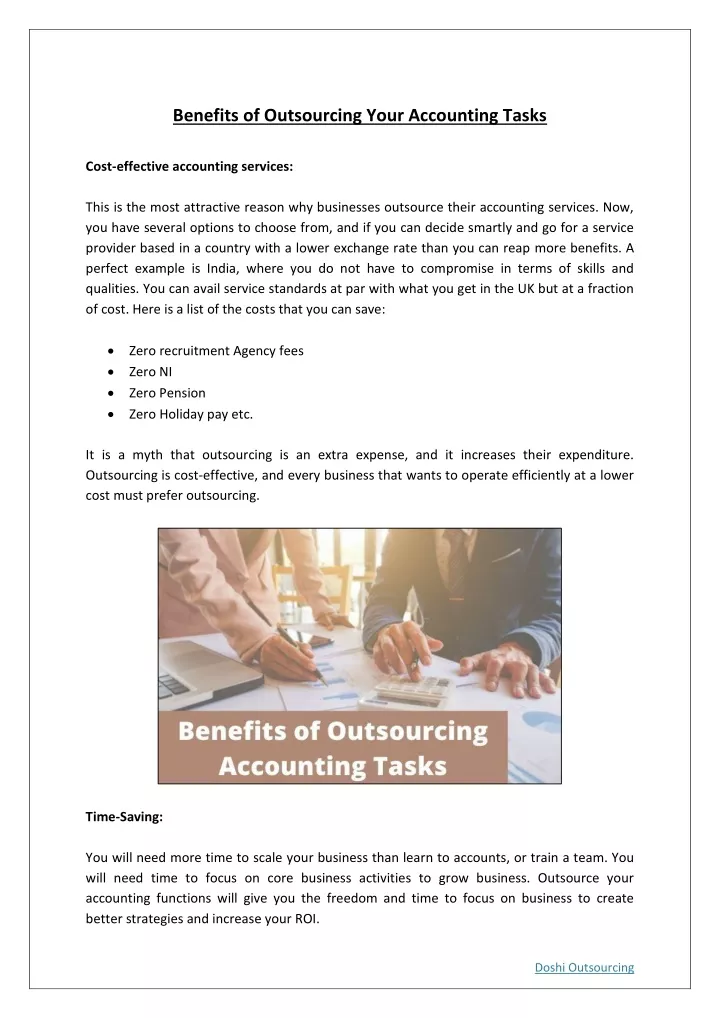 benefits of outsourcing your accounting tasks