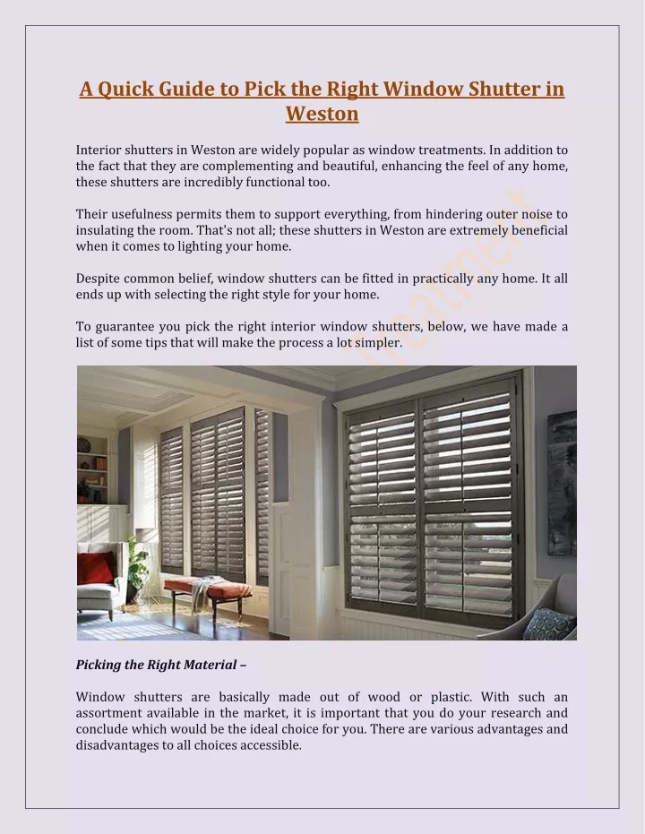 a quick guide to pick the right window shutter