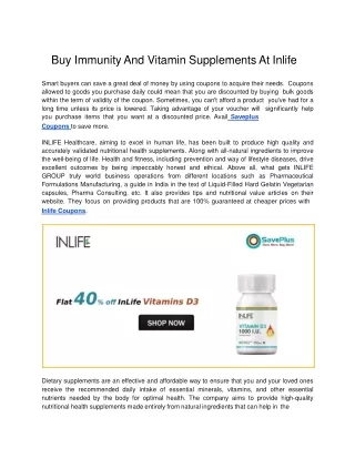 Flat 40% off InLife Vitamins D3